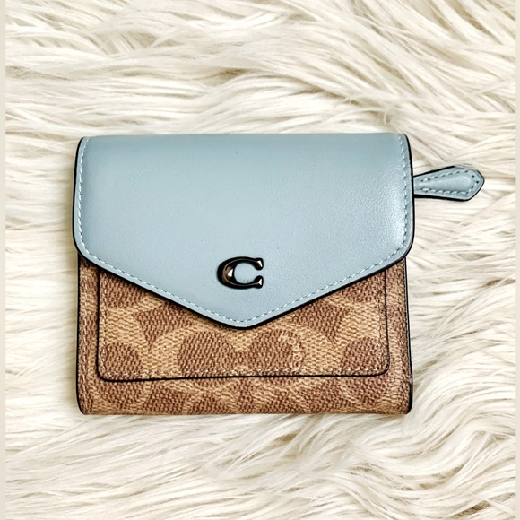 Coach Handbags - Coach Wyn Small Wallet Aqua Signature Canvas Multi